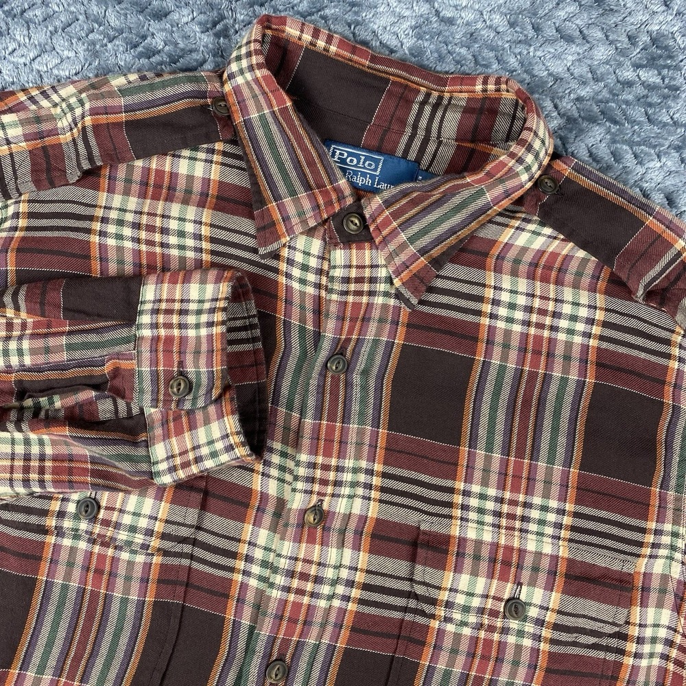 Vintage Polo Ralph Lauren Men's Long Sleeve Plaid Cotton Button Up Shirt XL Y2k
